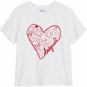 Desigual Tričko  červená / biela