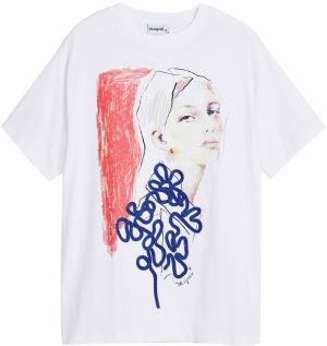 Desigual Tričko  modrá / červená / čierna / biela