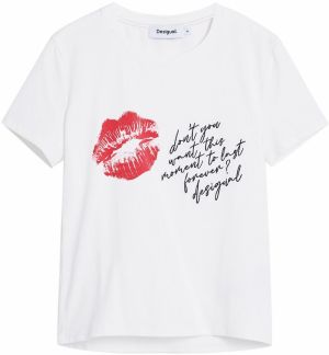 Desigual Tričko 'Kiss'  červená / čierna / biela
