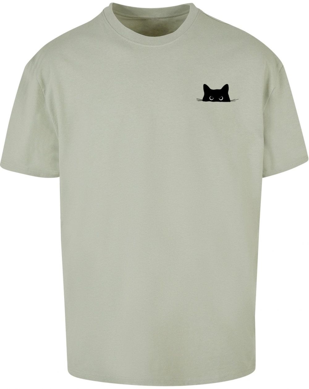Merchcode Tričko 'Halloween - Cat Tee'  olivová / čierna