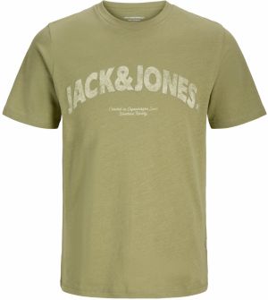 JACK & JONES Tričko 'JORAlmeria'  olivová / biela
