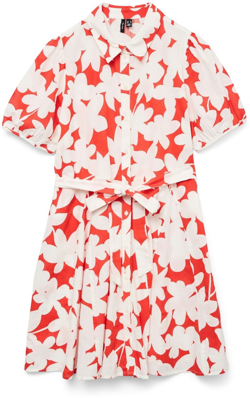 VERO MODA Košeľové šaty 'VMDicthe'  ohnivo červená / biela