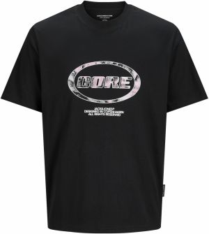 JACK & JONES Tričko 'JCOLIDO'  ružová / čierna / biela