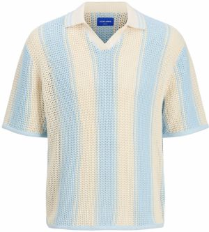 JACK & JONES Sveter 'JORACAPULCO'  béžová / svetlomodrá