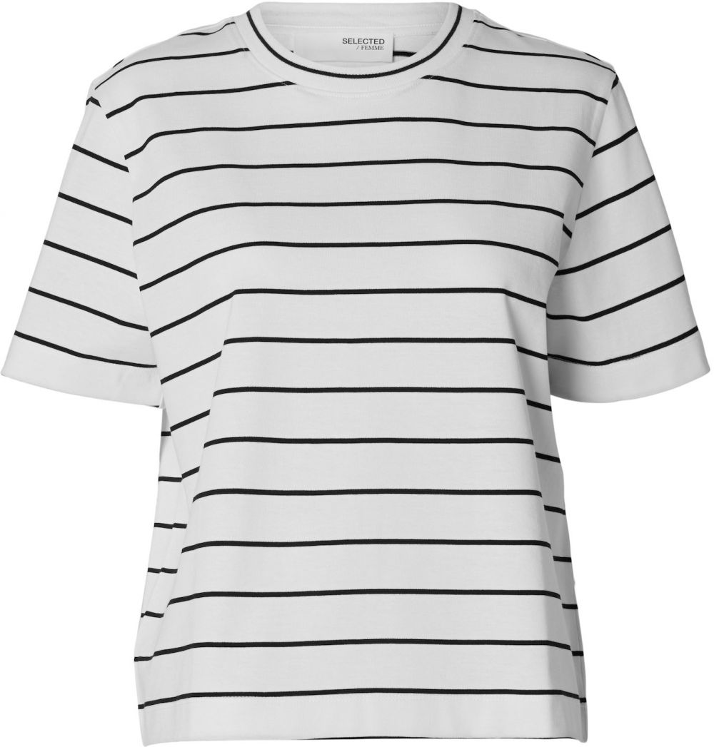 SELECTED FEMME Tričko 'ESSENTIAL'  čierna / biela