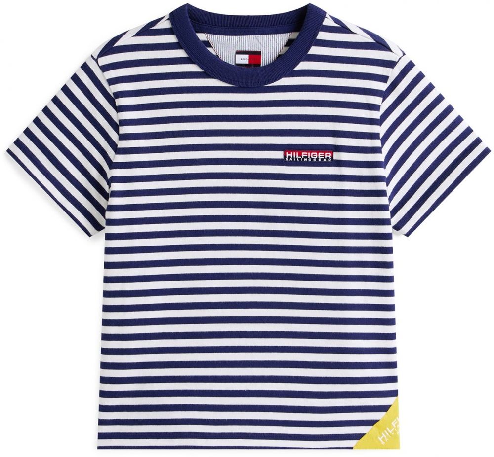 TOMMY HILFIGER Tričko  tmavomodrá / žltá / biela