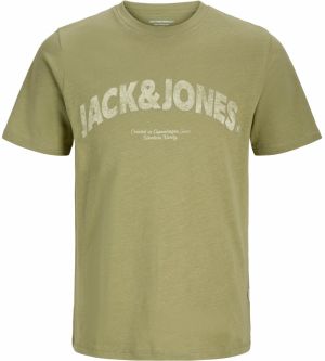 Jack & Jones Plus Tričko 'JORAlmeria'  olivová / biela