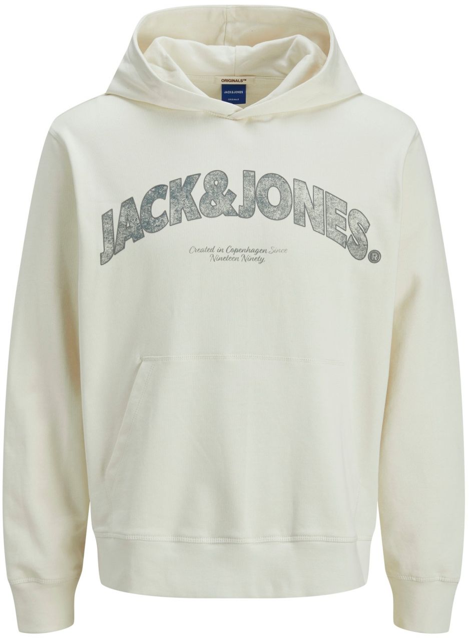 Jack & Jones Plus Mikina 'JORAlmeria'  tmavosivá / biela ako vlna