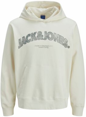 Jack & Jones Plus Mikina 'JORAlmeria'  tmavosivá / biela ako vlna