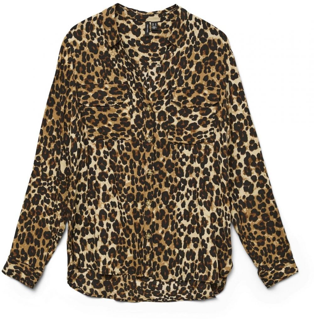 VERO MODA Blúzka 'Bumpy'  béžová / hnedá / čierna