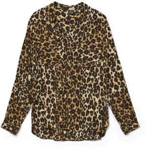 VERO MODA Blúzka 'Bumpy'  béžová / hnedá / čierna