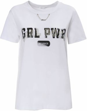 Influencer Tričko 'Girl Power'  čierna / biela