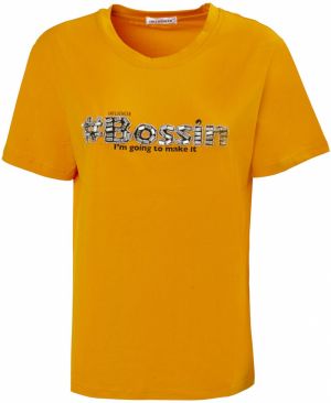 Influencer Tričko 'Bossing'  oranžová / čierna / priehľadná