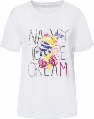 Influencer Tričko 'Cream'  kobaltovomodrá / žltá / čierna / biela