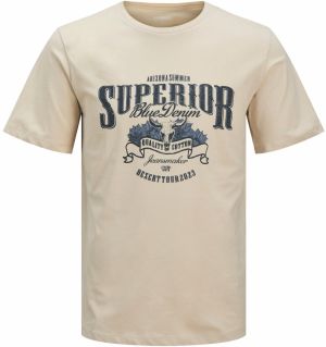 JJ Rebel Tričko 'JREBGARBO'  béžová / námornícka modrá