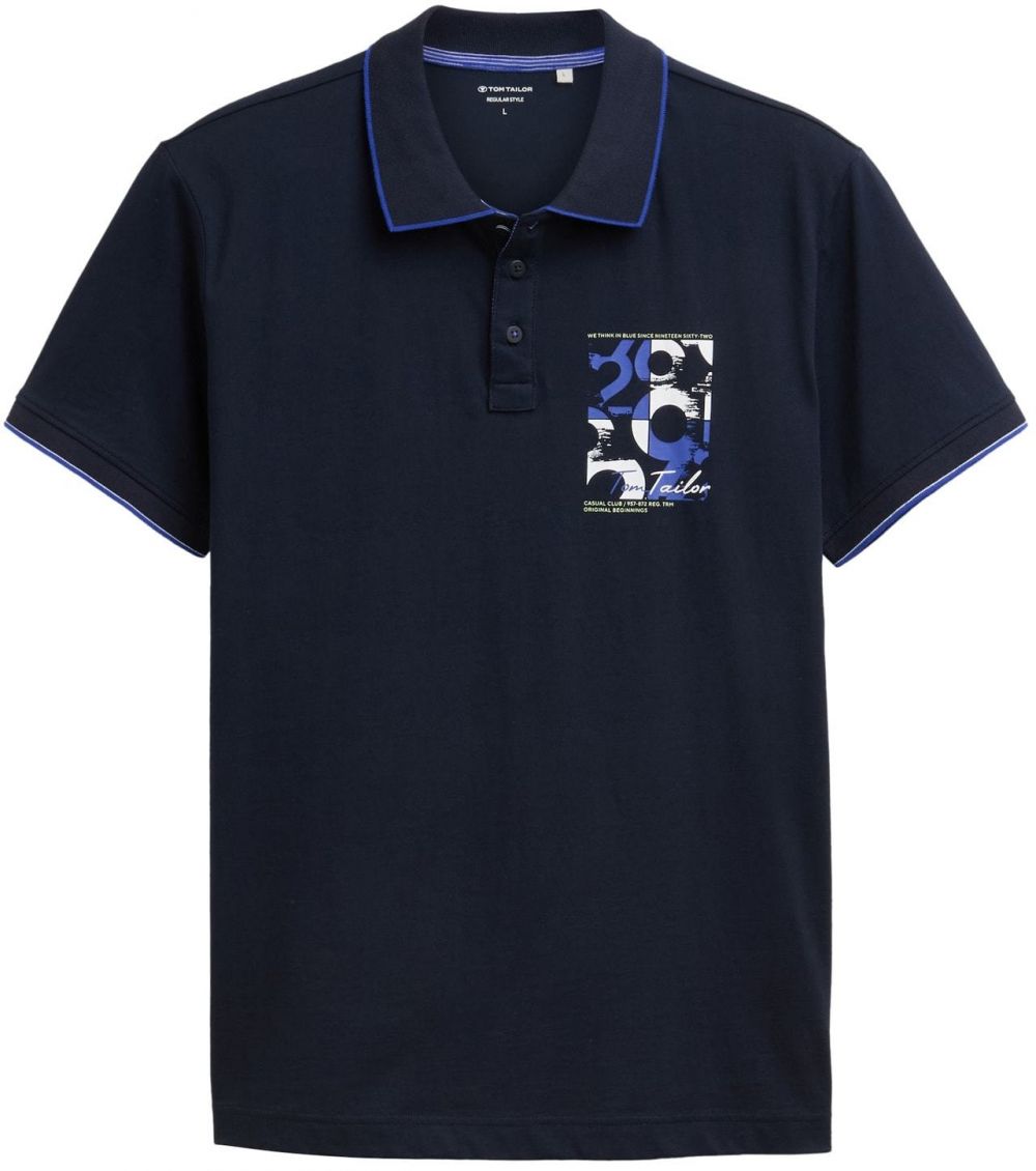 TOM TAILOR Tričko  indigo / tmavomodrá / biela