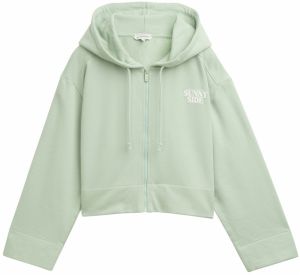 TOM TAILOR DENIM Tepláková bunda  mätová / biela