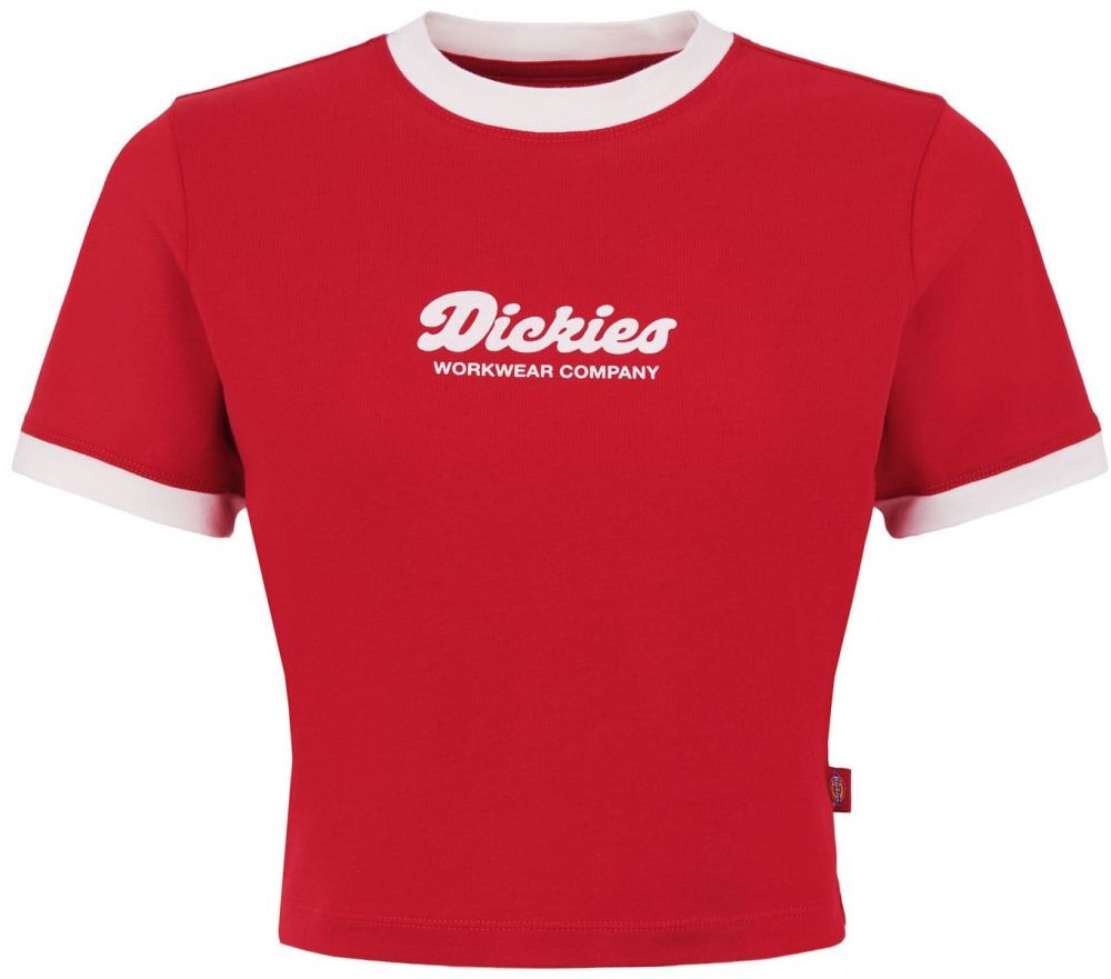 DICKIES Tričko 'LEWISTOWN'  rubínová / biela
