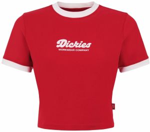 DICKIES Tričko 'LEWISTOWN'  rubínová / biela