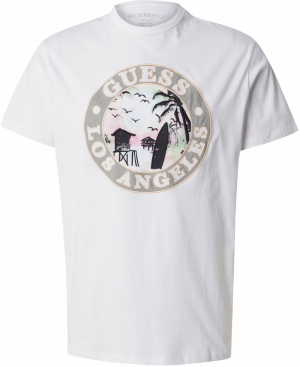 GUESS Originals Tričko  sivá / ružová / čierna / biela