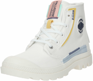 Palladium Šnurovacie členkové čižmy 'Pampa'  svetlomodrá / žltá / staroružová / biela