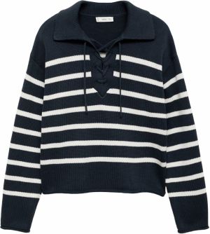 MANGO TEEN Sveter 'Zigzag'  námornícka modrá / biela