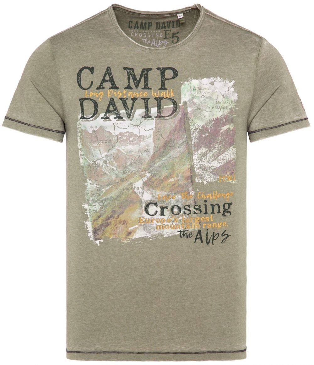 CAMP DAVID Tričko  farba ťavej srsti / hnedá / zelená / biela