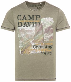 CAMP DAVID Tričko  farba ťavej srsti / hnedá / zelená / biela