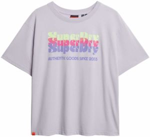 Superdry Tričko  neónovo zelená / fialová / levanduľová / tmavoružová