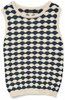 Vero Moda Petite Vyšívaný top 'VMCARRY'  svetlobéžová / ultramarínová