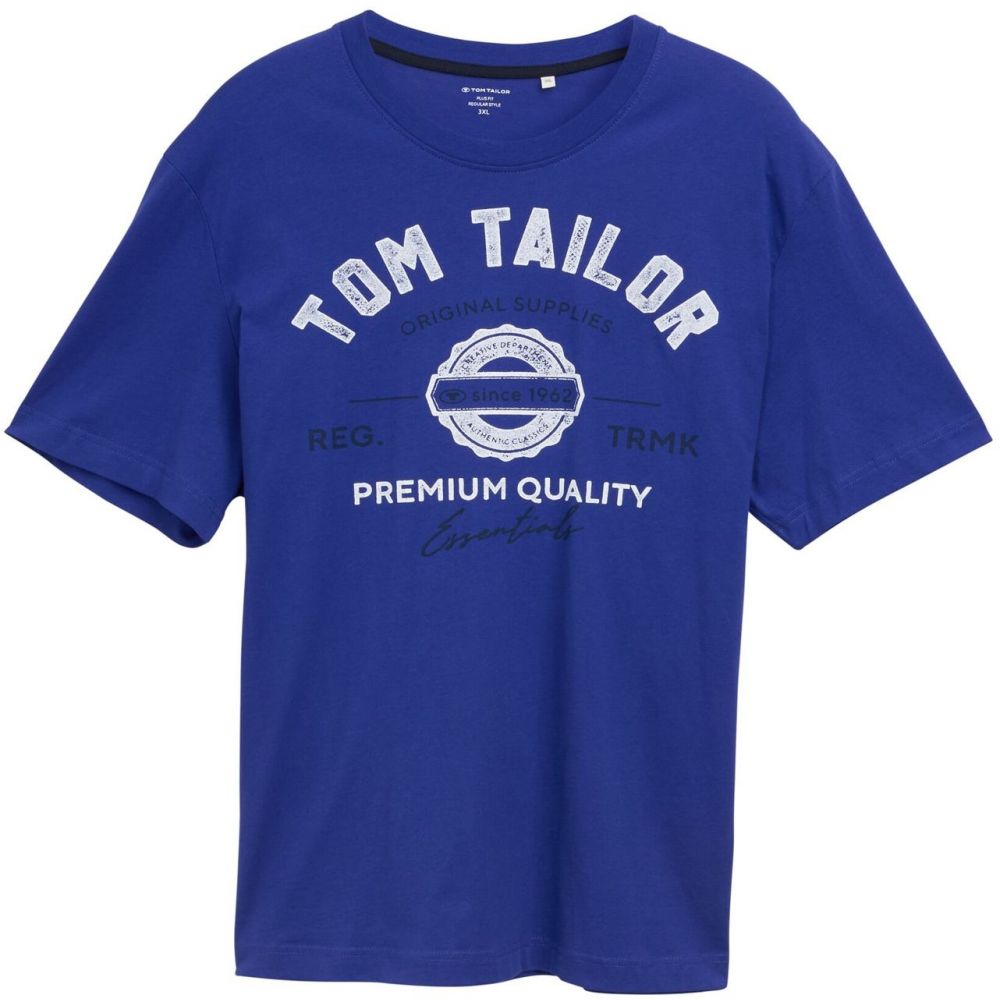 TOM TAILOR Men + Tričko  enciánová / čierna / biela