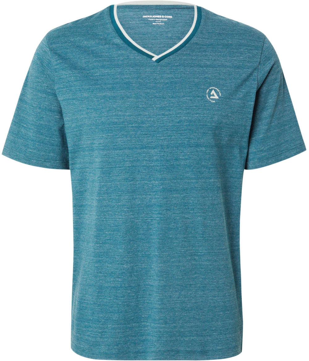 JACK & JONES Tričko  petrolejová / biela