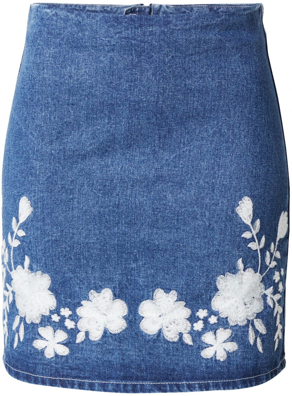 VILA Sukňa 'VIBROIDY'  modrá denim / biela