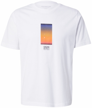 JACK & JONES Tričko 'JCOCALMA'  modrá / tmavooranžová / čierna / biela