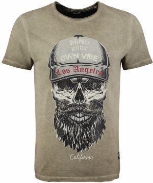 Key Largo Tričko 'BEARD'  sivá / kaki / tmavočervená / čierna