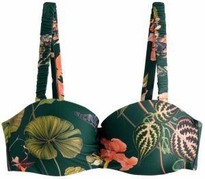 Next Bikinový top  zelená / jedľová / koralová / ružová
