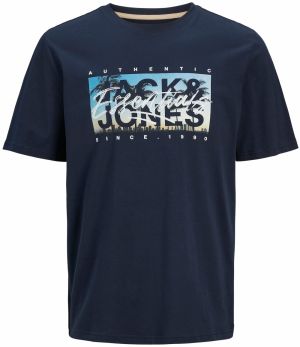JACK & JONES Tričko 'JJCOLTON'  tmavomodrá / svetlomodrá / biela