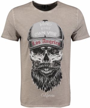 Key Largo Tričko 'Beard'  sivá / tmavošedá / tmavočervená / čierna