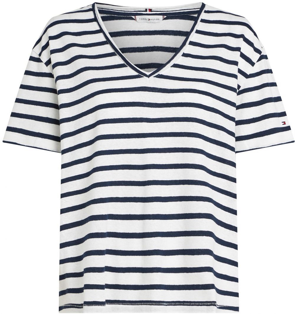TOMMY HILFIGER Tričko  tmavomodrá / biela