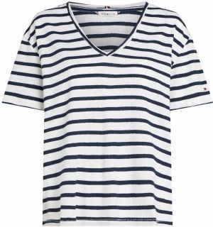TOMMY HILFIGER Tričko  tmavomodrá / biela