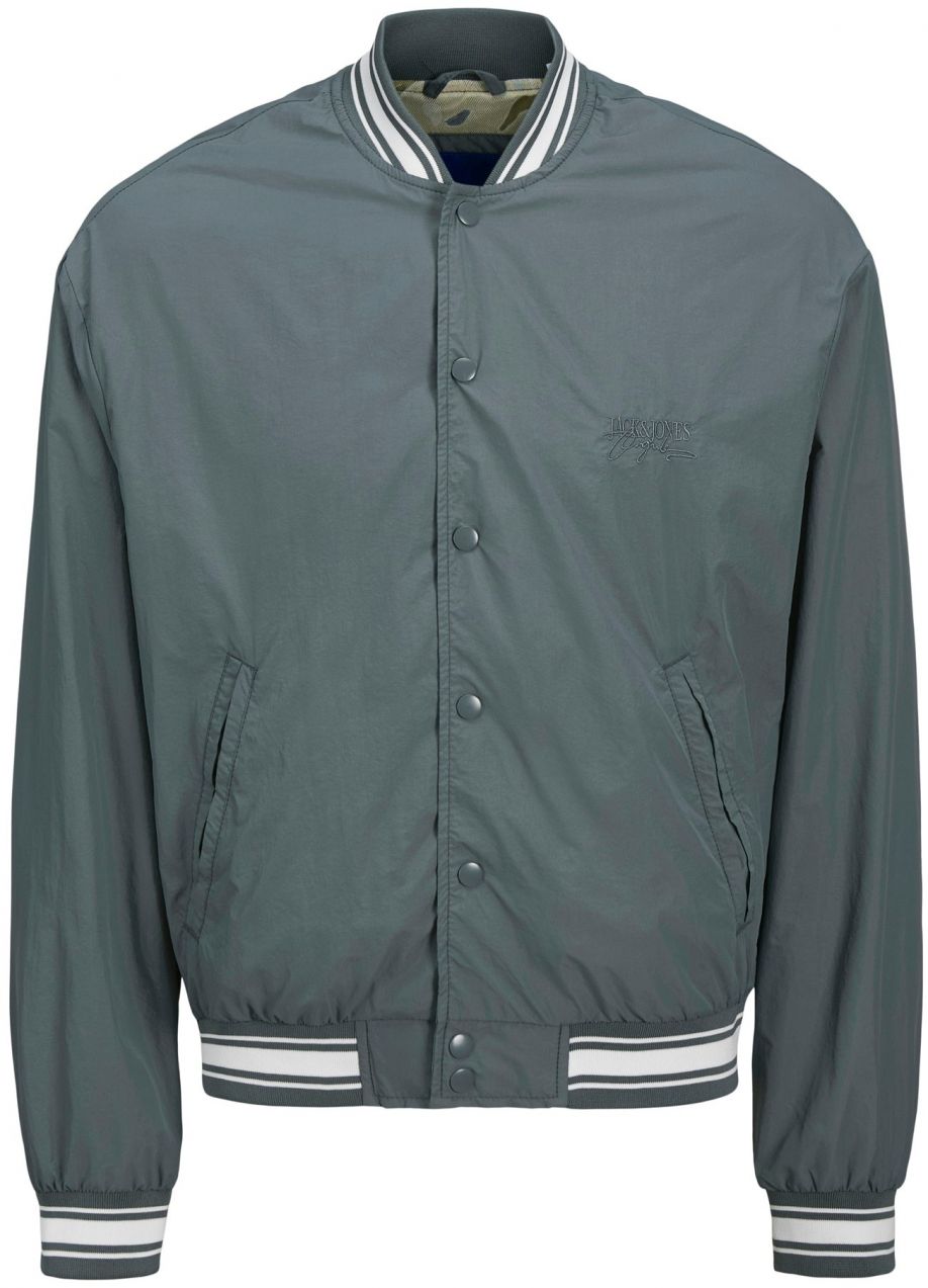 Jack & Jones Plus Prechodná bunda 'JORAlmeria'  tmavosivá / biela