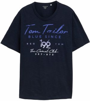 TOM TAILOR Men + Tričko  modrá / tmavomodrá / biela