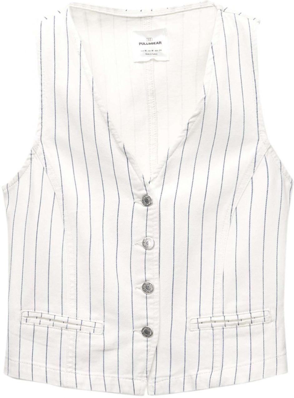 Pull&Bear Vesta k obleku  námornícka modrá / biela