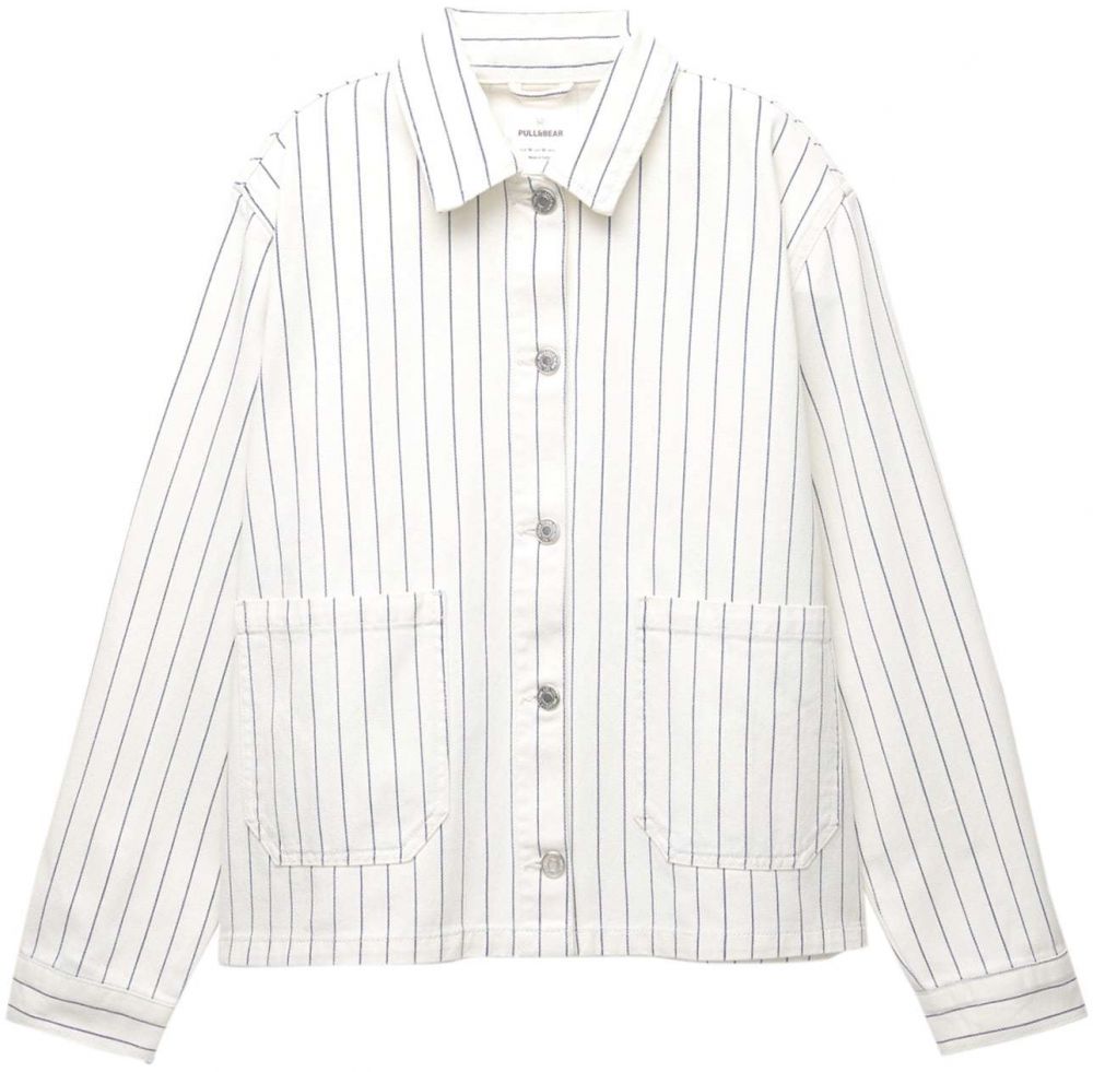 Pull&Bear Prechodná bunda  enciánová / tmavomodrá / biela