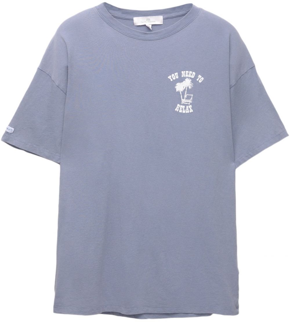 Pull&Bear Tričko  dymovo modrá / biela