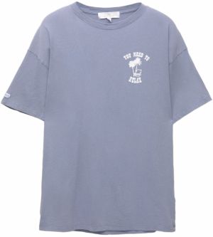 Pull&Bear Tričko  dymovo modrá / biela