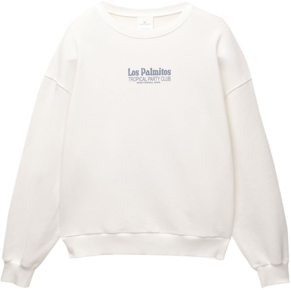 Pull&Bear Mikina 'PACIFIC'  enciánová / oranžová / biela