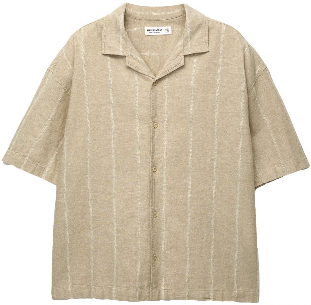 Pull&Bear Košeľa  tmelová / biela