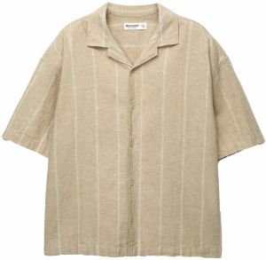 Pull&Bear Košeľa  tmelová / biela