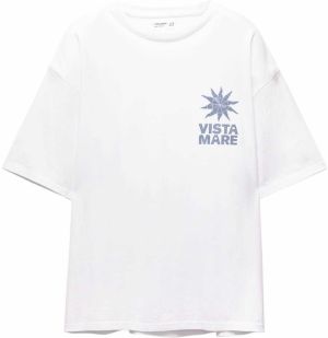 Pull&Bear Tričko  námornícka modrá / biela